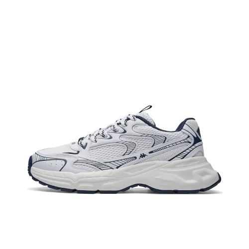 Kappa Hydrogen Track Back to Back Anti Slip Wear Resistant Low Top Chunky Sneakers Unisex White Cyan Gold