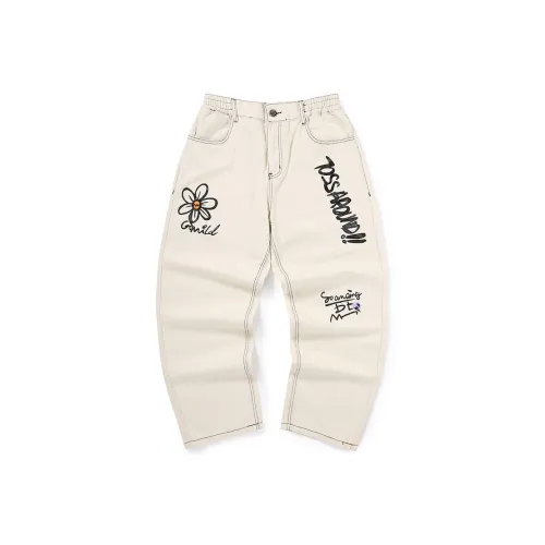 Bt Straight Jeans Unisex Beige Yellow