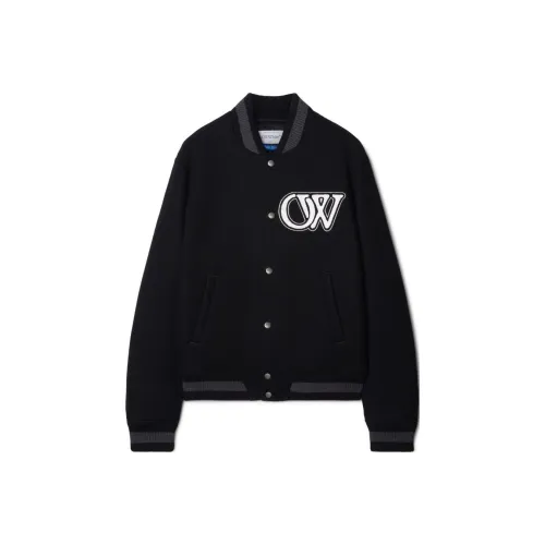 OFF WHITE Logo Applique Varsity Bomber Jacket