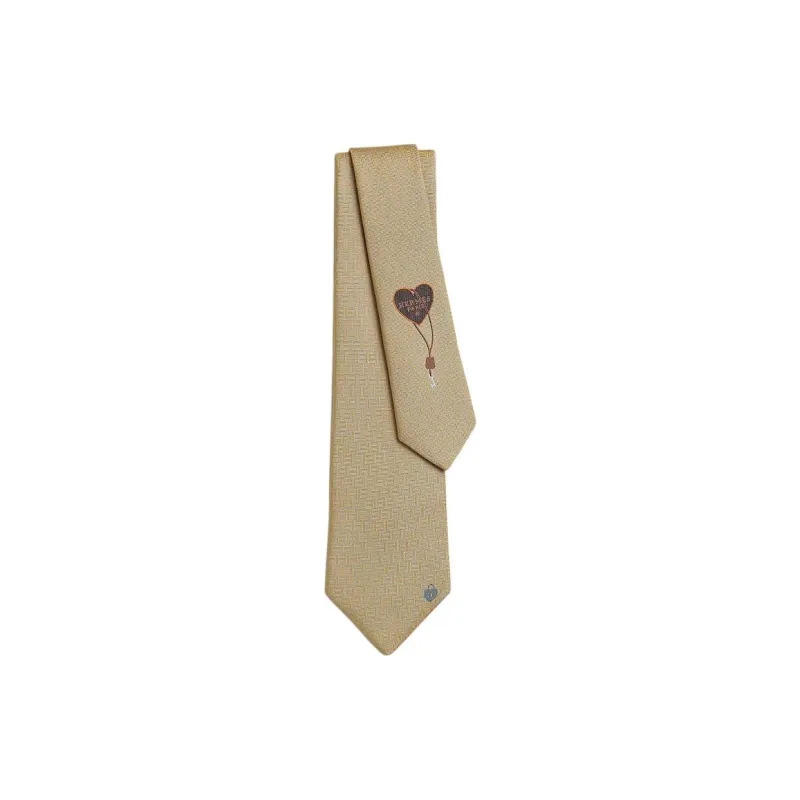 HERMES Mulberry Silk Ties Men's Yellow-1
