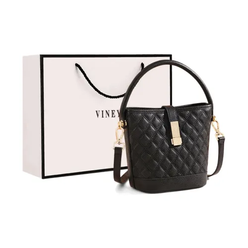 VINEY Cow Leather Handbag, Shoulder Bag, Crossbody Bag, Bucket Bag Regular Women's Black