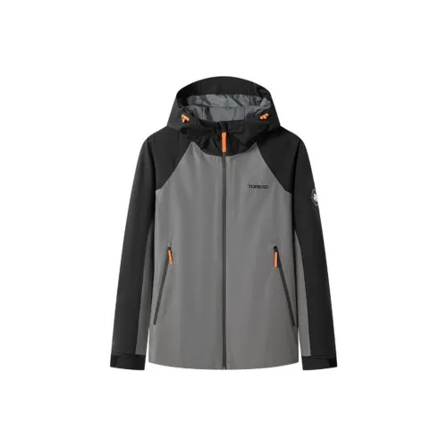 TOREAD Water-Resistant Windproof Wear-Resistant Windbreaker Jacket Unisex Lead Gray/Black
