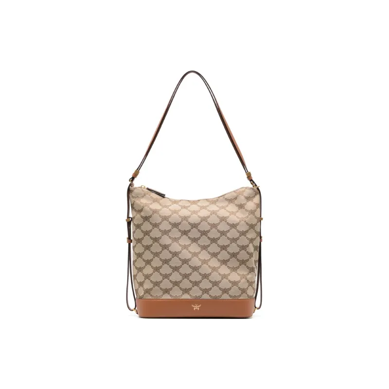 MCM Cow Leather Shoulder Bag, Crossbody Bag Tubas Women's Beige-0