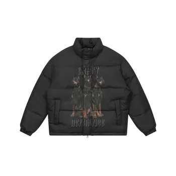 EMPTY REFERENCE Doberman Series Puffer Jacket Unisex Black