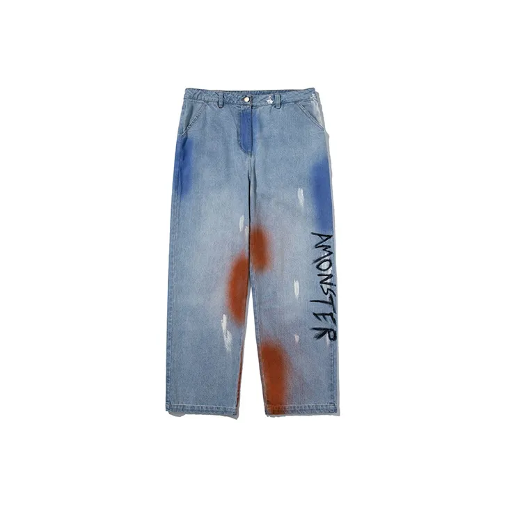AMONSTER Straight Thin Jeans Unisex Blue-0