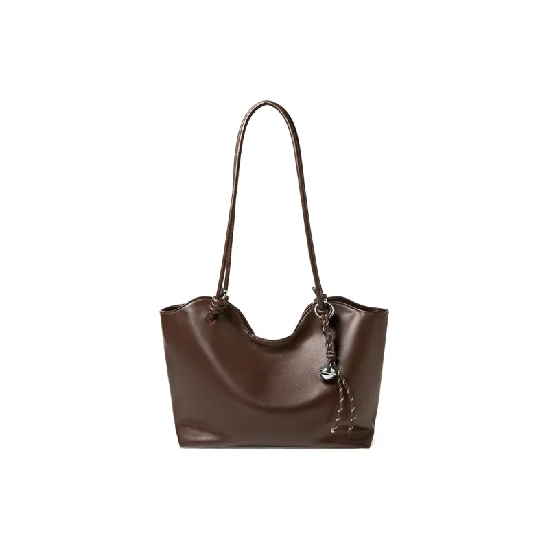 15 MINS Synthetic Leather Tote Bag, Shopping Bag, Shoulder Bag Regular Women's Brown/Coffee/Black-2