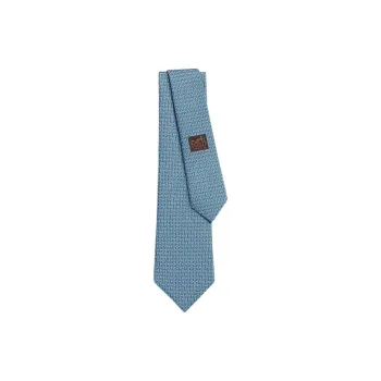 HERMES Mulberry Silk Ties Men's Sky Blue