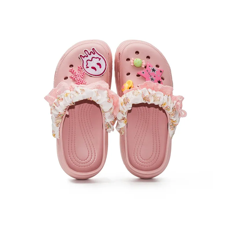 OUBT Sweet Style Girlish, Lace Trim Design Clogs Women's Pink-3