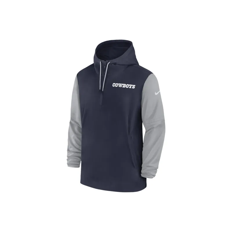Nike Dallas Cowboys Sideline Pre Game Player Men's Nike Nfl 1/2 Zip Hooded Jacket-0