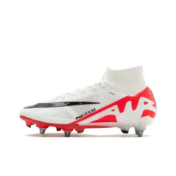 Nike Zoom Mercurial Superfly 9 SG Metal Long Studs Soft Ground Cushioning, Wear Resistant Soccer Shoes Men's White Red