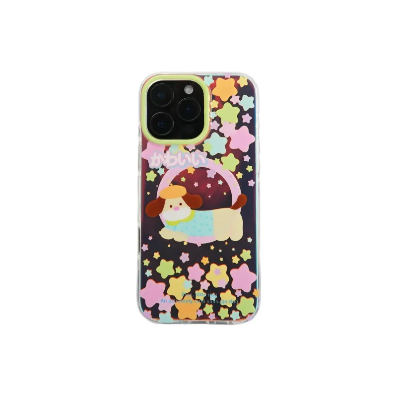 Sopi Acrylic Material Laser Multicolor Stars Puppy Phone Cases Compatible With IPhone 16/15 Pro Max/Apple 13/14 Pro/Max-5