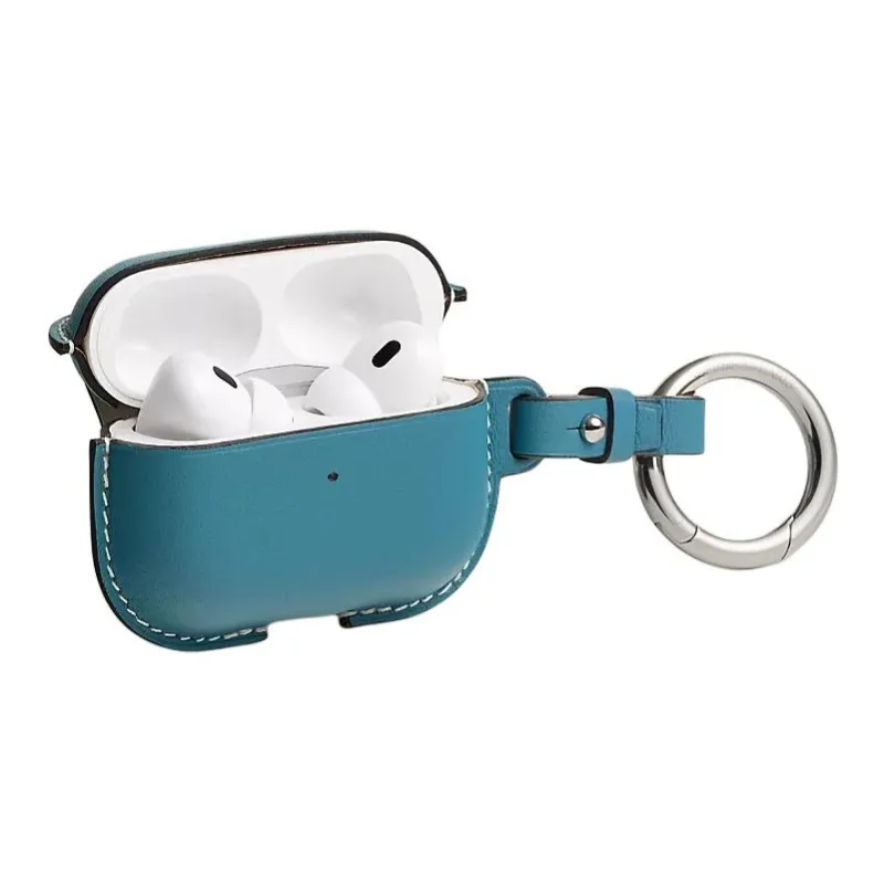 HERMES Swift Calfskin Earphone Case Women's 75 Bley Jean Denim Blue-1