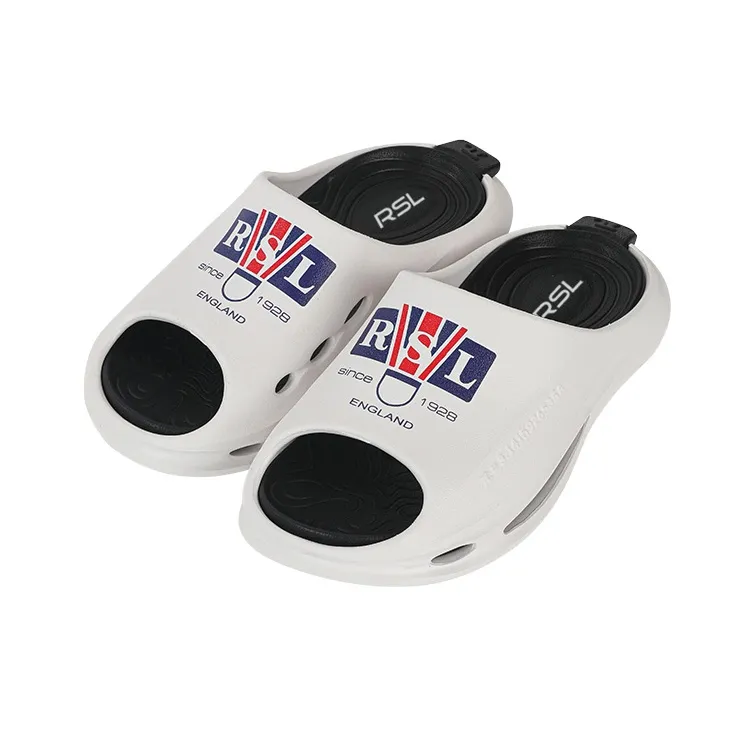 RSL Cut Out Quick Dry Slide Slippers Unisex White Black-1