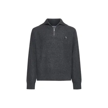Maison Kitsune Fox Patch Long Sleeved Waffle Knitted Jumper