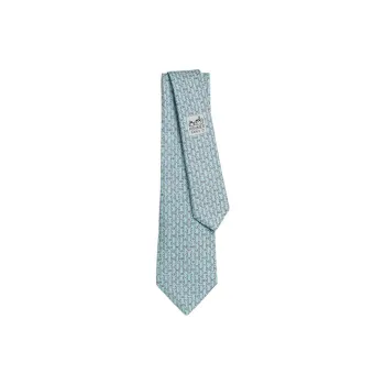 HERMES Mulberry Silk Ties Men's Sky Blue
