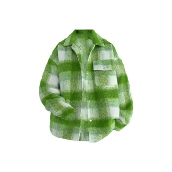 ACUOD BY CHANU Velvet feel Coat Unisex Green Lattice
