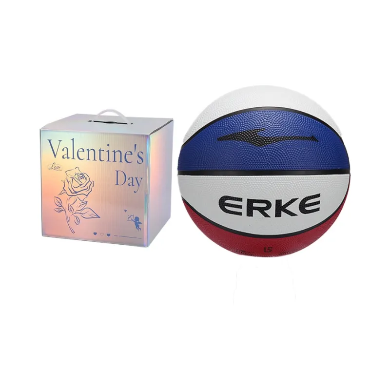 Erke Rubber Basketball Red White Blue Size 5 Ball Training Competition Unisex-11