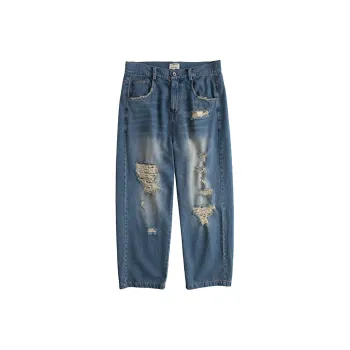 YOSHIYOYI Ripped Pants Jeans Unisex Blue