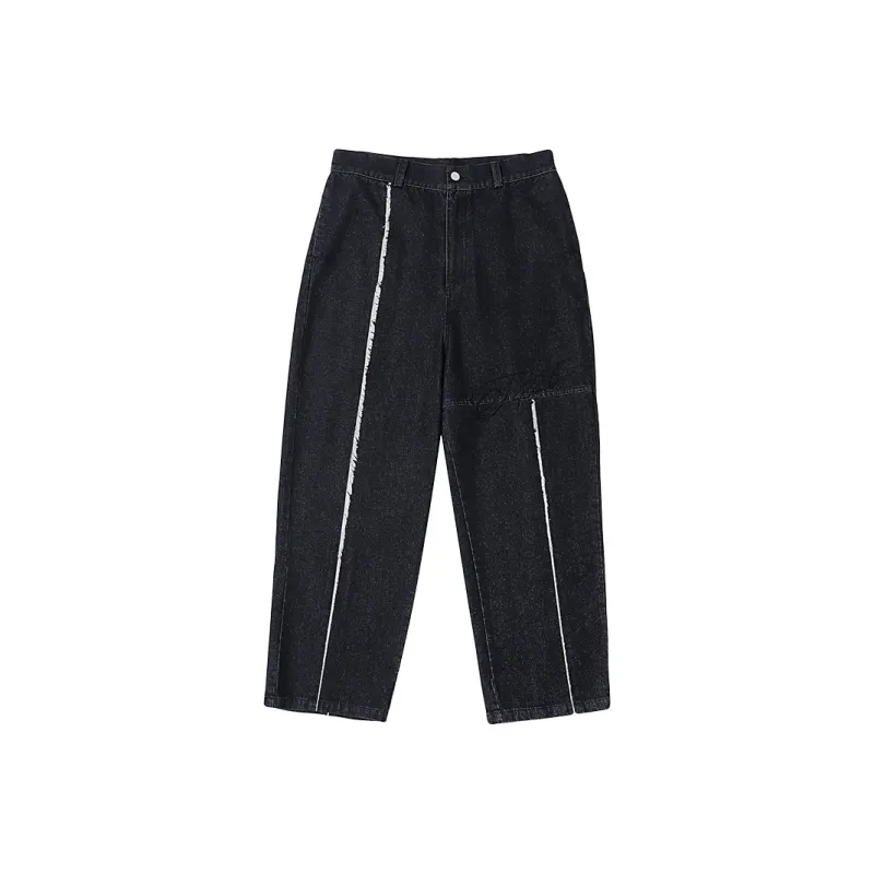 F426 Straight Jeans Unisex Washed Black-0