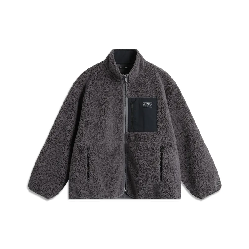 LiNing Sports Fashion Collection Velvet-feel Coat Unisex Smoke Ink Gray-0