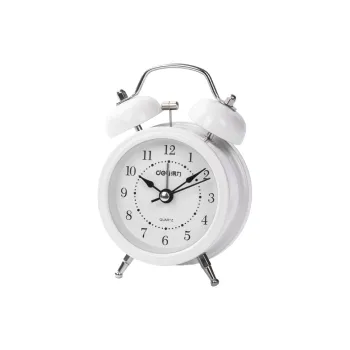 Deli Sweeping Seconds Movement Metal Alarm Clock Unisex White