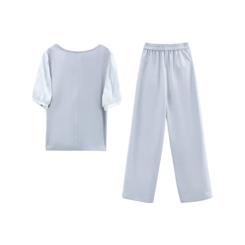 A Paradise For Awakening Casual Suit Women's Gray Blue-1