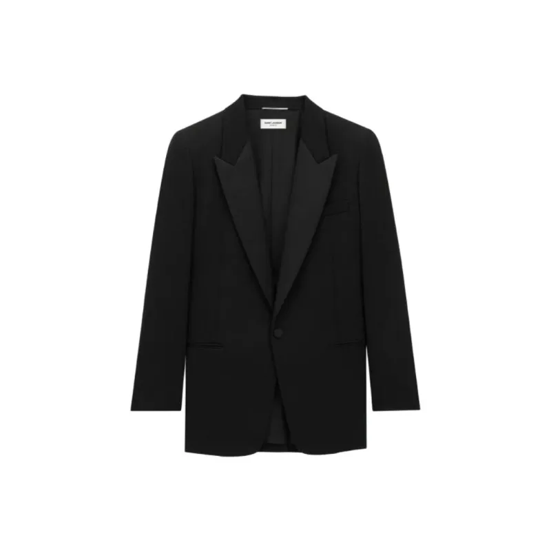 SAINT LAURENT Single Breasted Tuxedo Blazer-0