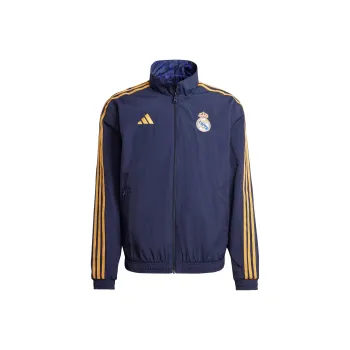 Adidas Real Madrid Anthem Jacket Retro Sports Stand Collar Jackets Men's Legend Ink