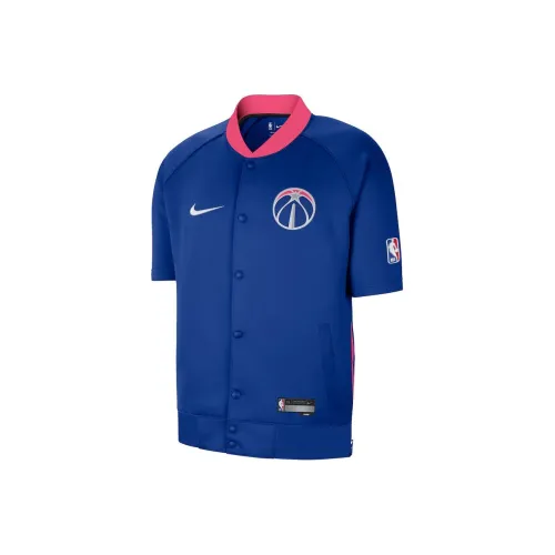 Nike Showtime Raglan Short Sleeve Full Snap Jacket Baseball Jacket Washington Wizards City Edition Men's Marine Blue