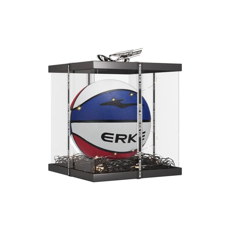 Erke Rubber Basketball Red White Blue Size 5 Ball Training Competition Unisex-6