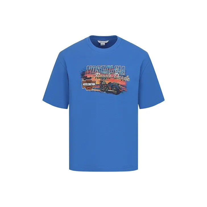 URBAN REVIVO T Shirt Men's Purple Blue-0