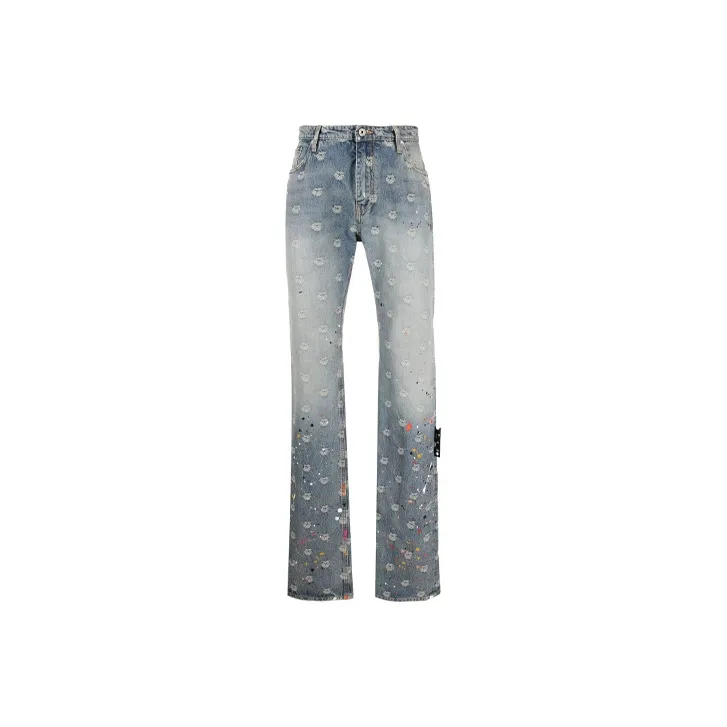 OFF WHITE Logo jacquard Paint splatter Jeans-0