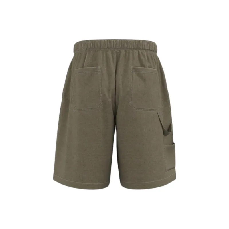 URBAN REVIVO Casual Shorts Men's Khaki Green Plaid-1