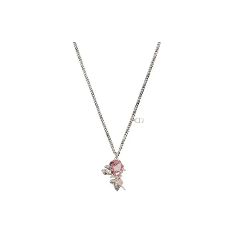 DIOR Brass Alloy Necklaces Unisex Pink-1