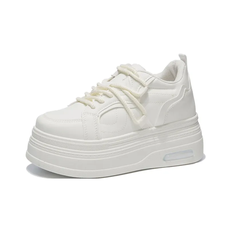 Little Red Man White Sneakers Height Increasing Balance Support Lightweight Low Top Casual Shoes Women's-6