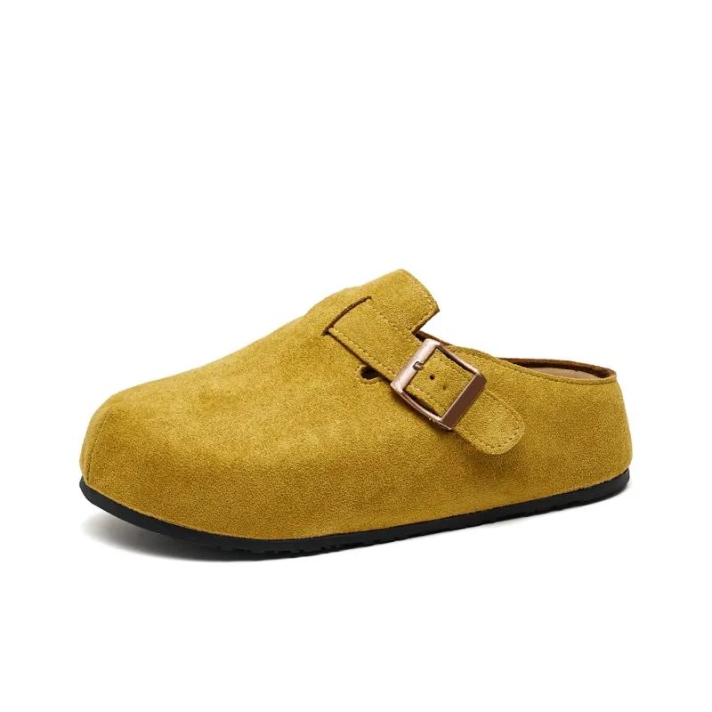 JINDUN Slip on Platform Closed Toe Slippers Women's Yellow-2