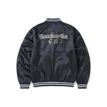 Thisisneverthat SS24 Ultras Collection Satin Jacket Navy Baseball Jacket Unisex Marine Blue