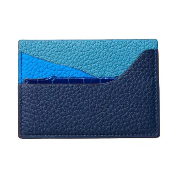 HERMES HISTOIRE NATURELLE Calfskin With Mysore Goat Skin And Crocodile Leather Card Holder Regular Women's Cool Tone