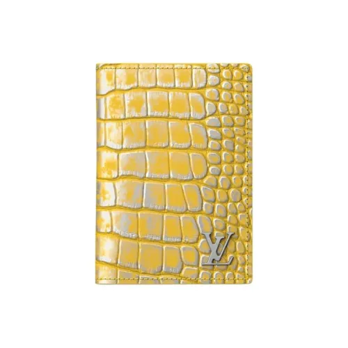 LOUIS VUITTON Leather Trim Passport Holder Men's Yellow