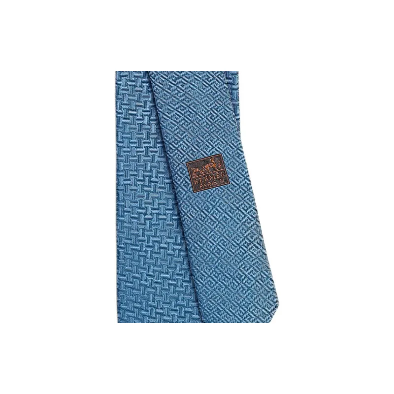 HERMES Mulberry Silk Ties Men's Medium Blue-2