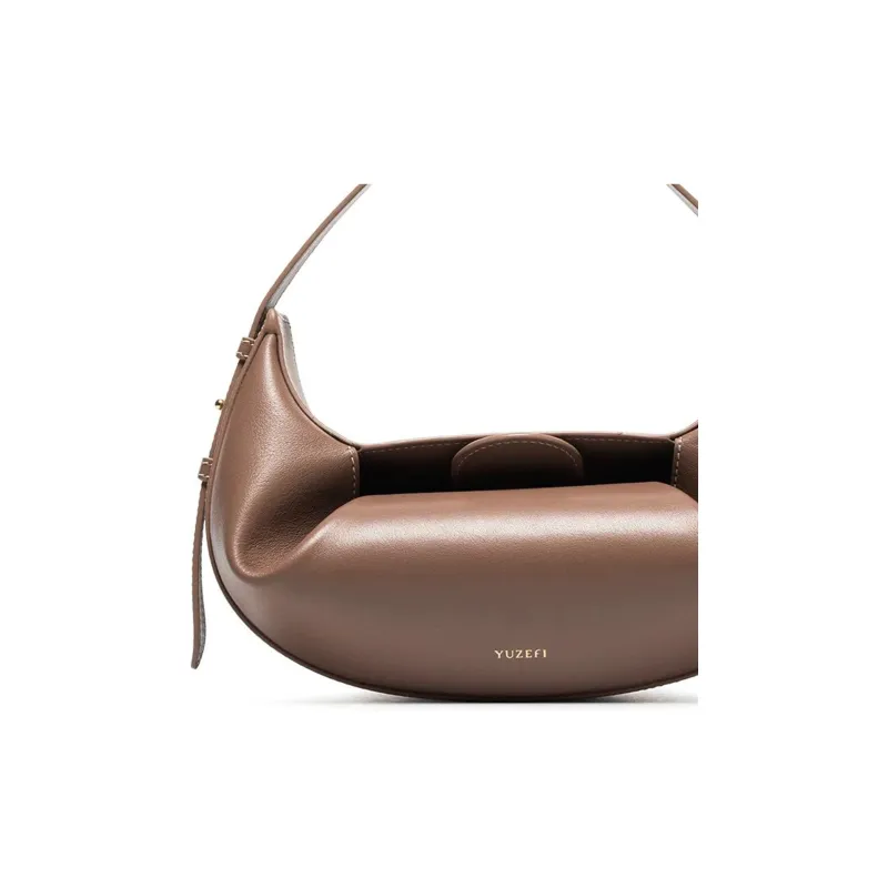 YUZEFI Leather Shoulder Bag Mini Women's Brown-4