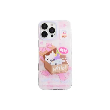 Sopi Acrylic Material Plaid Box With Small Animal Phone Cases Compatible With IPhone 16/15 Pro Max/Apple 13/14 Pro/Max