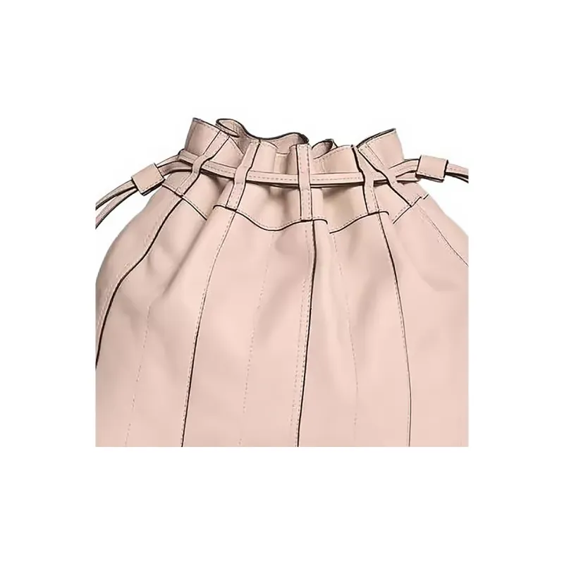 ZARA Cow Leather Bucket Bags Handbags Large Size Women's Ecru-4