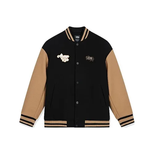QIAODAN Baseball Jacket Men's Black/Mushroom Brown
