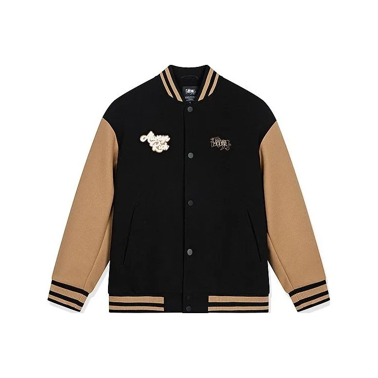 QIAODAN Baseball Jacket Men's Black/Mushroom Brown-0