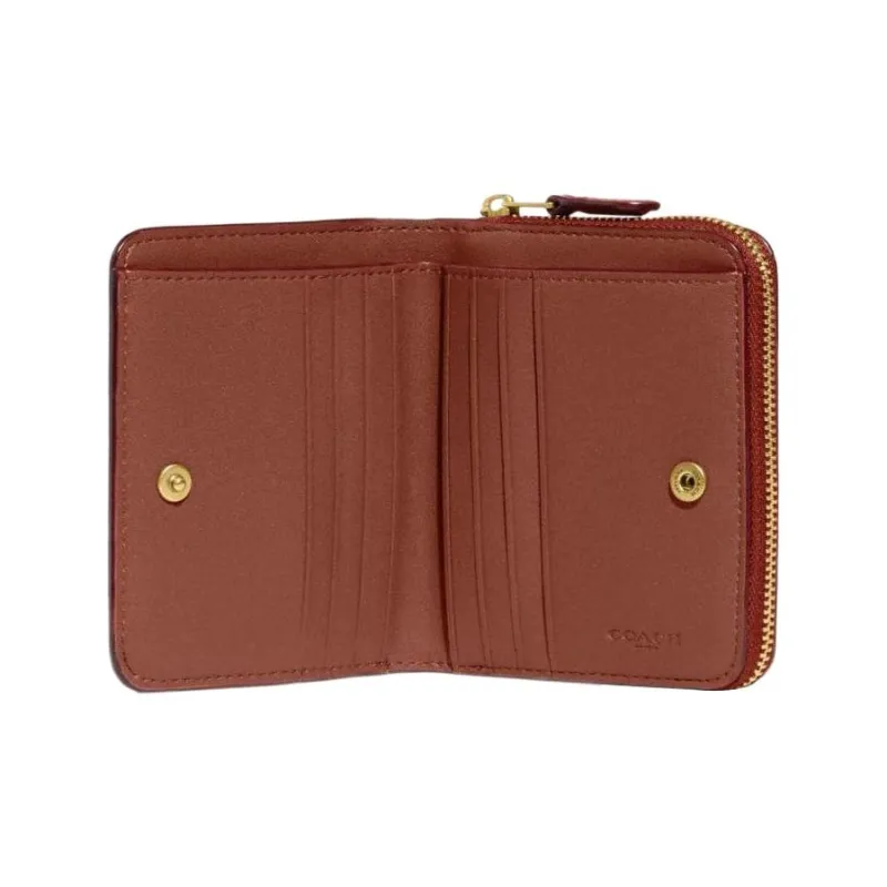 COACH Rexy Card Holder Wallet Women's Khaki & Rust-1