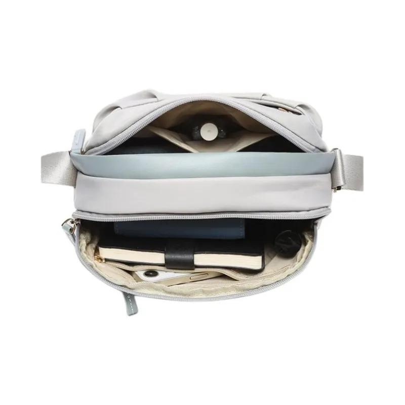 SEPTWOLVES Fabric Crossbody Bag Medium Size Women's Light Gray-3