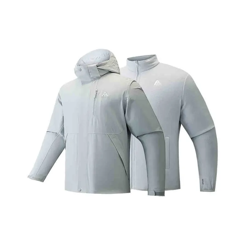 Anta Outdoor Collection Water-Resistant Windproof Breathable Wear-Resistant Warm Windbreaker Jacket Men's Cloud Gray-0