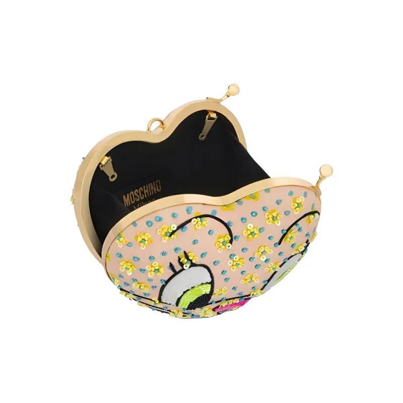 MOSCHINO Fabric Clutches Shoulder Bag Crossbody Bag Women's Light Pink/Multicolor-3