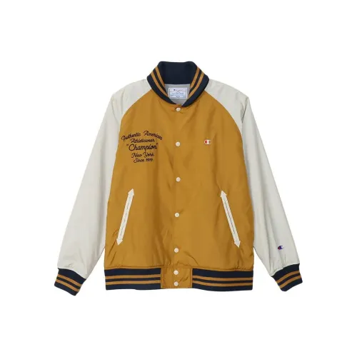 Champion SS24 Baseball Jacket Men's Mustard Yellow